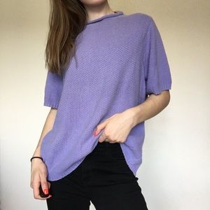 Vintage purple knit short sleeve top mock neck size large